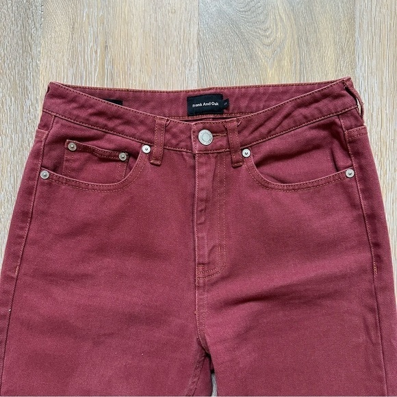 Frank & Oak Jeans Stevie High Rise Tapered Straight Rusty Red - Size 27 - Picture 9 of 16